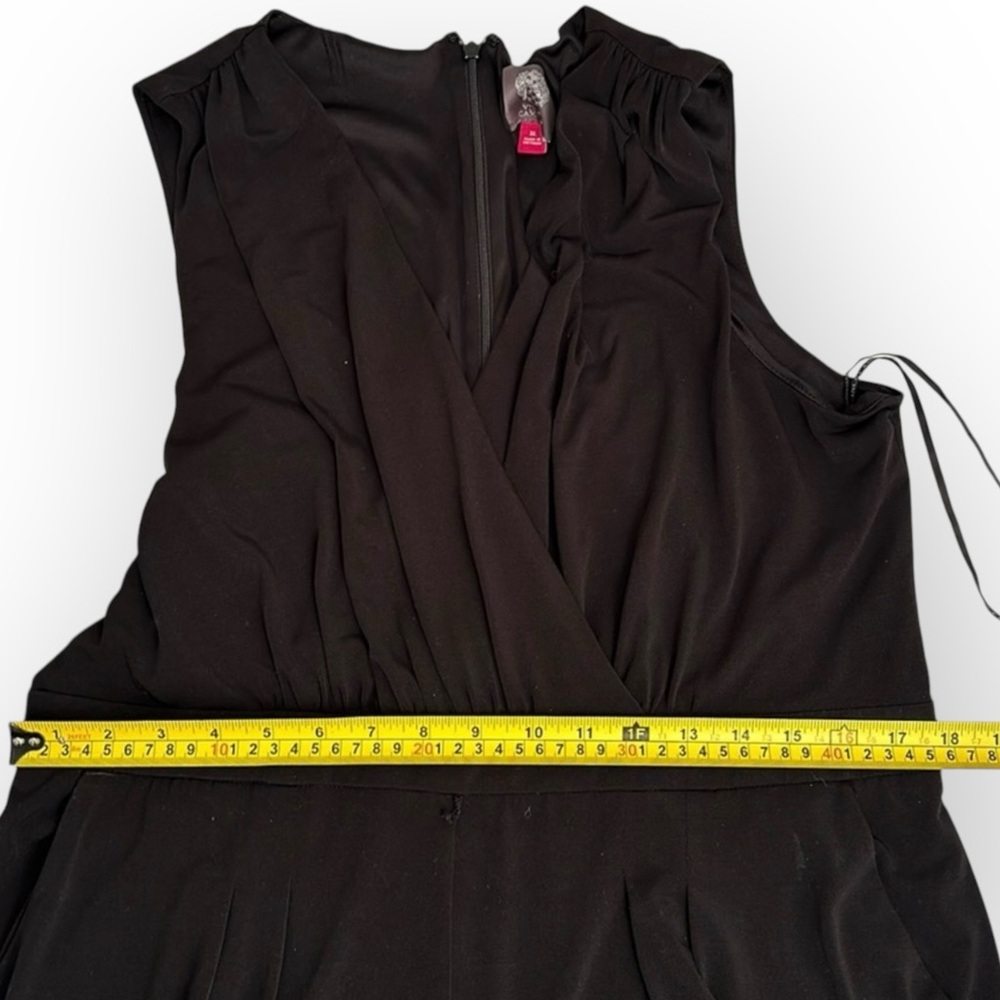 VINCE CAMUTO Faux Wrap Wide-Leg Jersey Jumpsuit, XL, Black - Picture 12 of 16